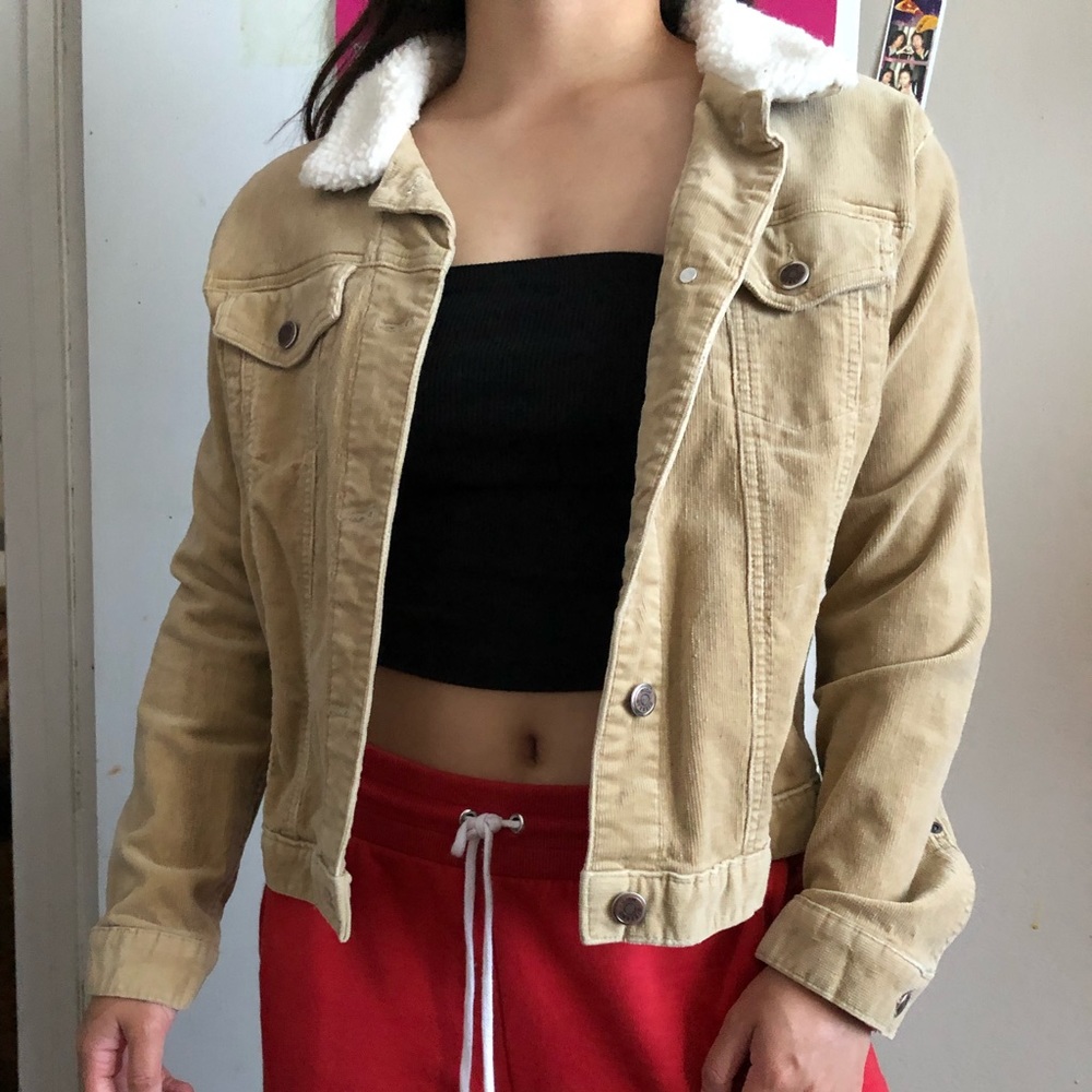 Tan/Brown Fur Corduroy Jacket
